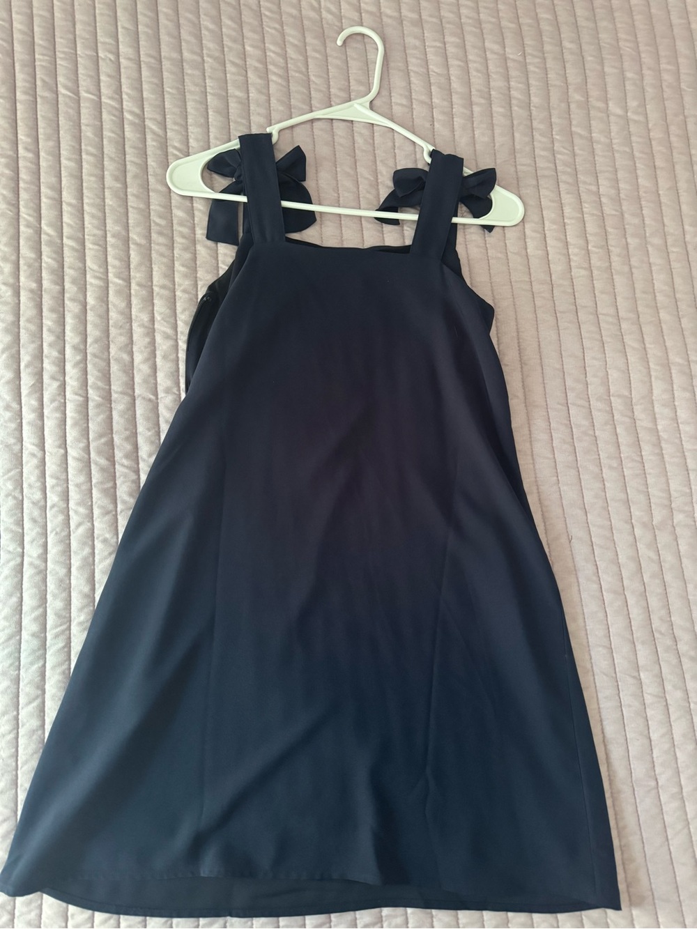 LOFT Navy Petite Dress with Bow Straps - Picture 3 of 4